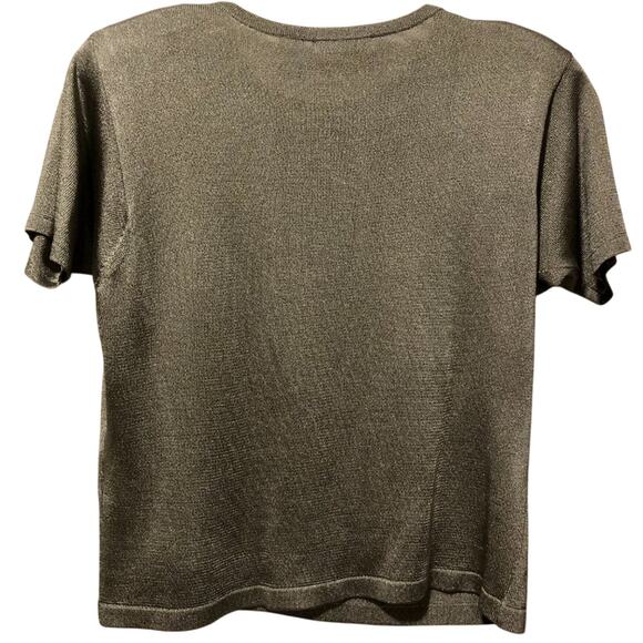 Vintage Liz Claiborne Collection Silver Gray Metallic Knit Blouse Top Stretch - Picture 5 of 5